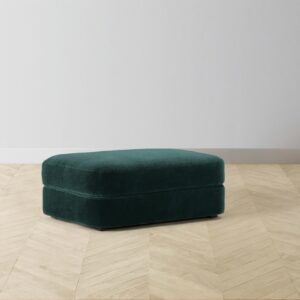 The Varick Ottoman - Performance Velvet Emerald