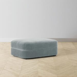 The Varick Ottoman - Performance Velvet Seafoam