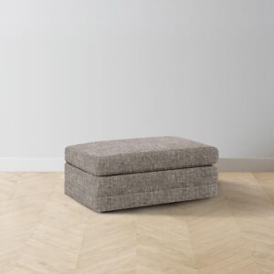 The Warren Ottoman - Heritage Belgian Linen Carob