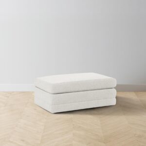The Warren Ottoman - Heritage Belgian Linen Egret