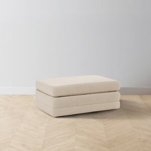 The Warren Ottoman - Heritage Belgian Linen Husk