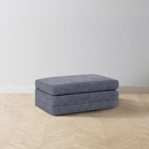 The Warren Ottoman - Heritage Belgian Linen Lake
