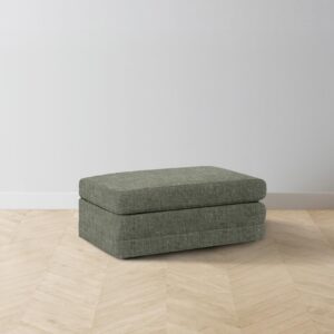 The Warren Ottoman - Heritage Belgian Linen Thyme