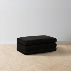 The Warren Ottoman - Italian Brushed Wool Pepper