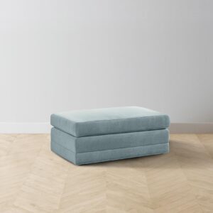 The Warren Ottoman - Mohair Slate Blue