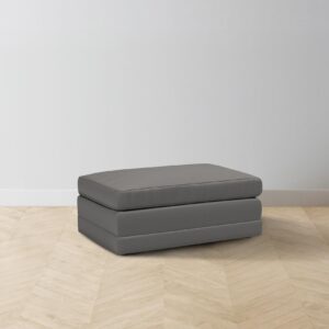 The Warren Ottoman - Pebbled Leather Ash