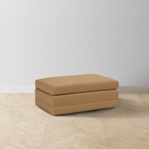 The Warren Ottoman - Pebbled Leather Latte