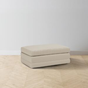 The Warren Ottoman - Pebbled Leather Stone