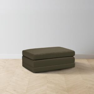 The Warren Ottoman - Pebbled Leather Truffle