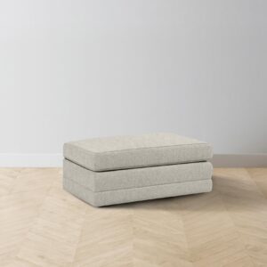 The Warren Ottoman - Performance Stonewashed Linen Dew