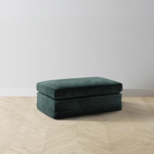 The Warren Ottoman - Performance Velvet Emerald