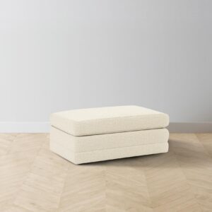 The Warren Ottoman - Performance Woven Chenille Desert