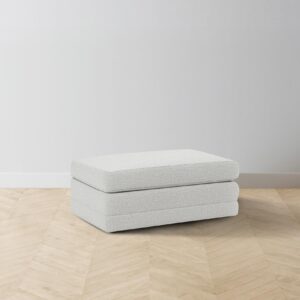 The Warren Ottoman - Performance Woven Chenille Steel