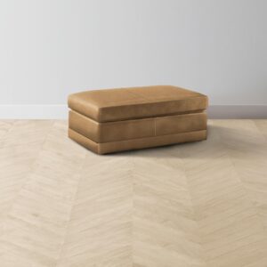 The Warren Ottoman - Tuscan Leather Camel